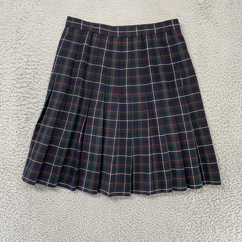 Talbots Vintage Skirt Womens 12 Plaid Wool Pleated Knee Length Made In USA 90s - Picture 1 of 13